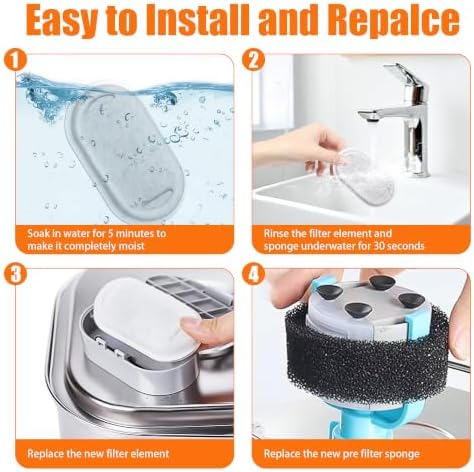 36 Pack Cat Water Fountain Filter Set Fit for Stainless Steel Pet Fountain - Image 6