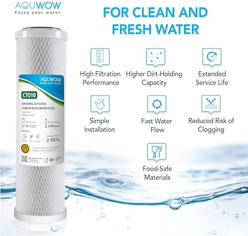 CTO10 5 Micron 2.5" x 10" Carbon Block Water Filter Set – Replacement Cartridges for Whole House and Under Sink Systems, Universal Standard Size (3, 10 x 2.5) - Image 6