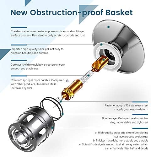 REGALMIX Vessel Sink Drain,Bathroom Pop-up Drain with Detachable Basket Stopper, Anti-Explosion and Anti-Clogging Drain Strainer, Sink Drain Assembly with Overflow Oil Rubbed Bronze, RWF083K - Image 2