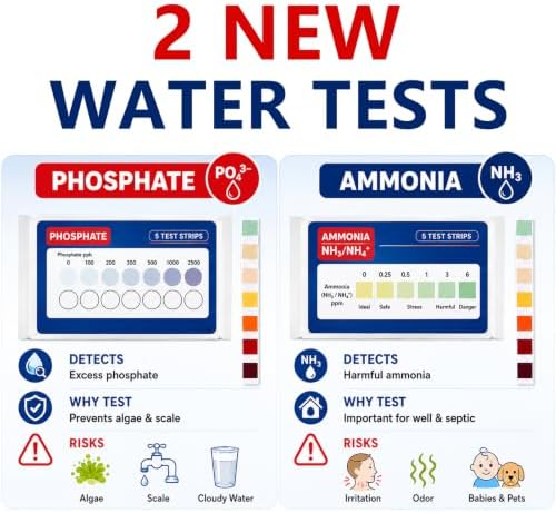 Water Test Kit for Drinking Water, 23-in-1 Water Test Strips for Tap & Well Water, Tests Hardness, Lead, Iron, Copper, Chlorine, Fluoride, pH, Nitrate & More, Fast Home Water Testing, 155 Strips - Image 4