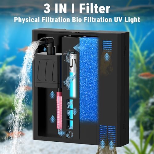 coospider-repta Aquarium Filter UV Green Clean Machine for 15-40 Gallon Fish Tank Crystal Clear 100GPH - Image 4