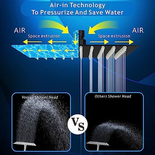 Voolan Rain Shower head, High Pressure Shower Head Made of 304 Stainless Steel, Relaxed Shower Experience Even at Low Water Flow and Pressure (6" Black) - Image 4