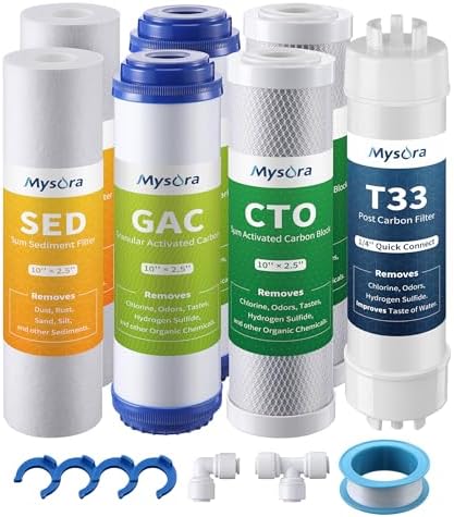 F7 NSF Certified 1-Year Replacement Filter Cartridge Pack Compatible with iSpring RCC7AK, 7-Count for Standard 5-Stage RO System, Without RO Membrane & Alkaline Remineralization Filter by Unknown