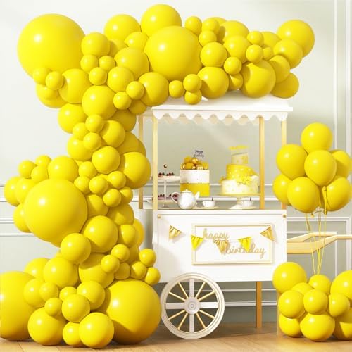 APLANET 150pcs Yellow Balloons Different Sizes 18 12 10 5 Inch Latex Balloon for Wedding Baby Shower Masquerade Party Graduation Anniversary, Arch Kit Decoration by ZJHAI
