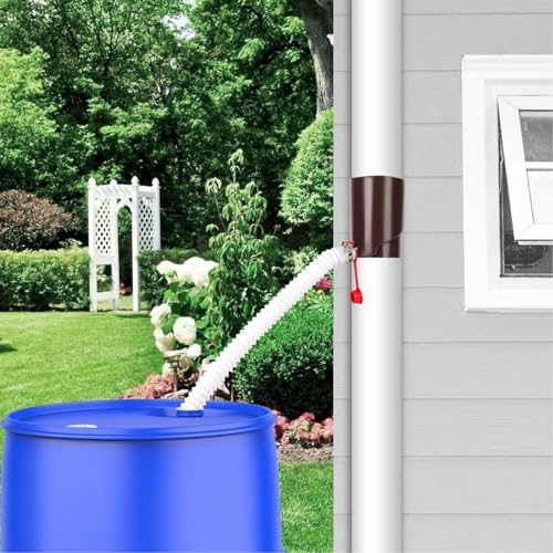 Downspout Rainwater Collection, 8cm Round Residential Downspouts Rain Barrels Diverter Kit Barrels Gutter Diverter for Irrigation and Aquarium (Brown) - Image 3