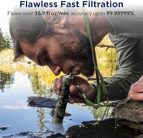 Membrane Solutions Squeezable Water Filtration System, Survival Water Purifier Kit, Portable Backpacking Gear Including Water Filter Straw and 23oz Collapsible Bottle for Hiking Camping Travel(7+4) - Image 2
