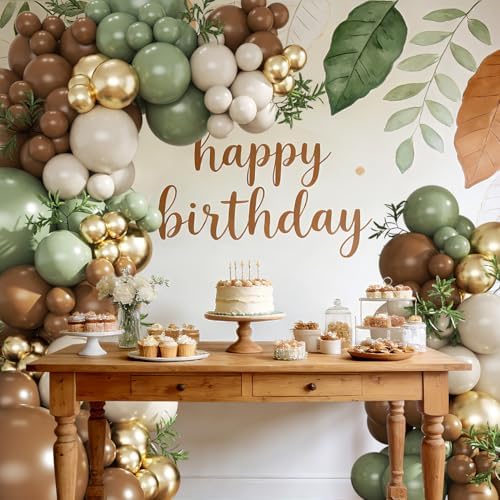 Sage Green Brown Balloon Arch Kit for Safari Jungle Baby Shower Decorations - Image 5