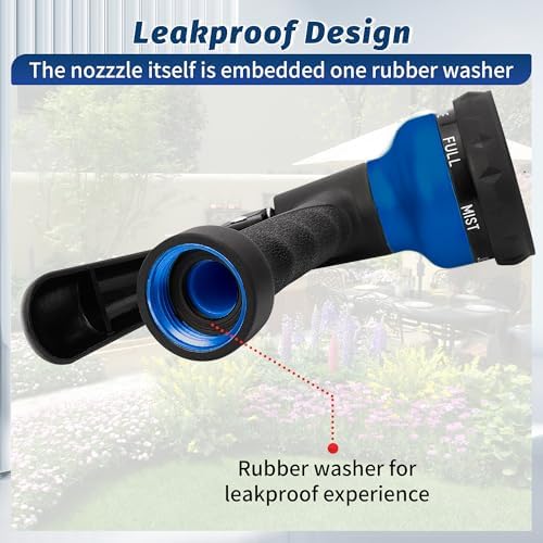 AUTOMAN-Garden-Hose-Nozzle, 2 Pack ABS Water Spray Nozzle with Heavy Duty 7 Adjustable Watering Patterns,Slip Resistant for Watering Plants,Lawn& Garden,Washing Cars,Cleaning,Showering Pets - Blue - Image 5