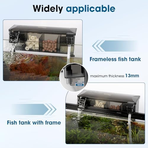 hygger Independent-Pump HOB Aquarium Filter,7-13 Gallon Fish Tank Backpack Filter with 4-Stage Filtration,Plug Then Start Filter with Filter Media,Easy Water Change 150GPH - Image 4