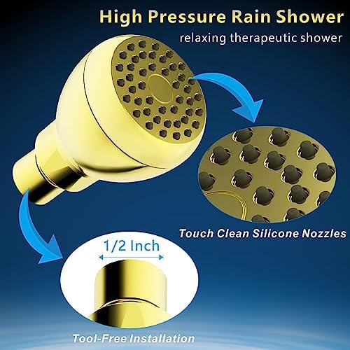 High Pressure Shower Head - Powerful Bathroom Pressure Boosting Showerhead - Perfect Universal Replacement for Bathroom Shower Heads (Gold) - Image 4