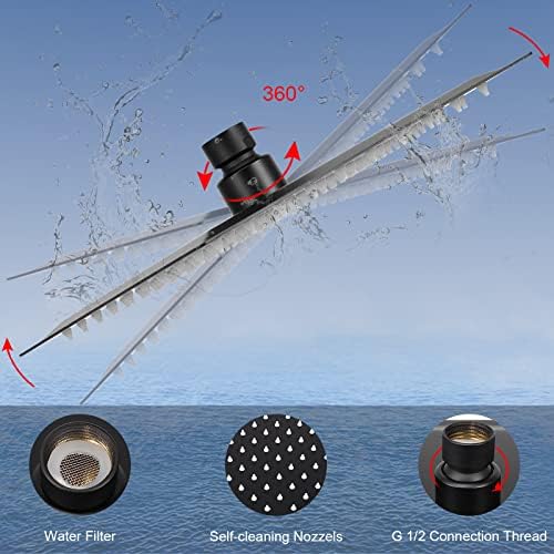 Filter Shower Head, High Pressure 8 Inch Rainfull with Filter Combo for Hard Water, Remove Chlorine Fluoride and Harmful Substances- 1 Replaceable Filter Cartridge (Square, Matte Black) - Image 2