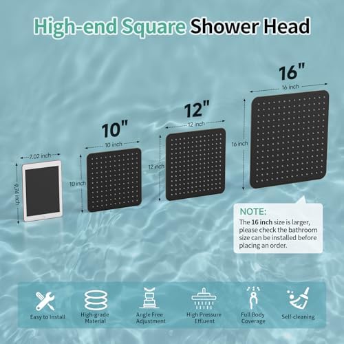 SR SUN RISE Luxury 16 Inch Extra Large Square Stainless Steel Shower Head High Pressure Rainfall Showerhead Ultra Thin Water Saving Oil Rubbed Bronze 2.5 Gpm - Image 3