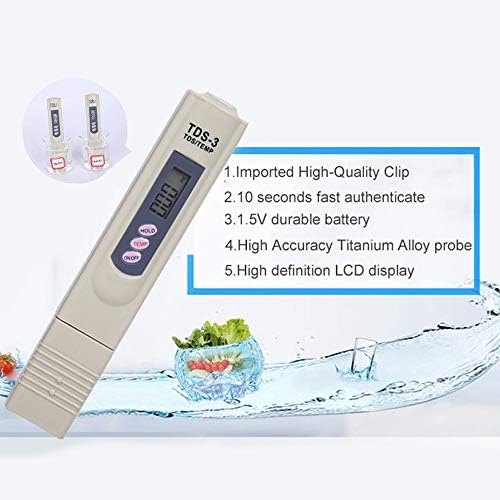 TDS Meter Digital Water Quality Tester - PPM Meter with Temperature Test, 0-9990 ppm Range, Accurate TDS Tester for Drinking Water, RO System, Aquarium, Pool, Hydroponics - Image 3