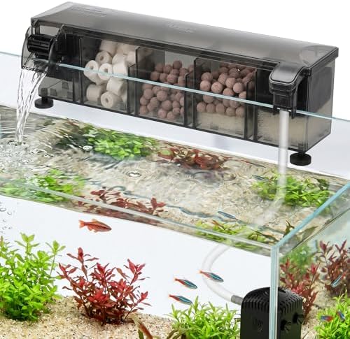 hygger Independent-Pump Hang On Back Aquarium Filter,10-30 Gallon Fish Tank Backpack Filter with 5-Stage Filtration,Plug and Start Filter with Filter Media,Easy Water Change 160GPH by hygger