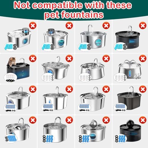 Cat Water Fountain Filter 8Pcs Fit 101oz/3L Stainless Steel Pet Fountain - Image 3