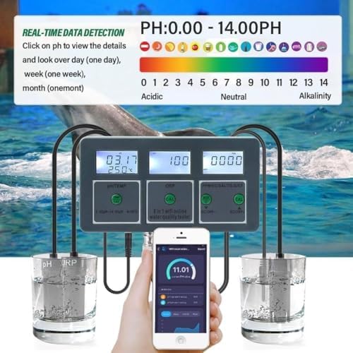 Smart Water Quality Detector, Data Logger Temp TDS Salinity S.G. EC ORP Water Tester Monitor Analyzer, Aquarium Water Quality Tester Digital Meter, WiFi PH Meter, for Aquariums Pools Hydroponics - Image 5