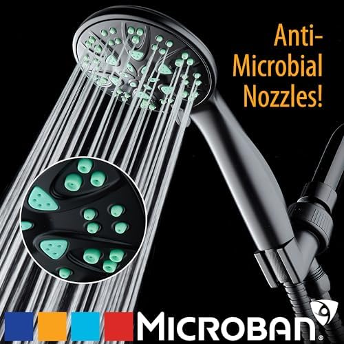AquaDance Antimicrobial – Anti-Clog High-Pressure 6-Setting Hand Shower with Microban Nozzle Protection from Growth of Mold, Mildew & Bacteria for Stronger Shower! 3 Jet Color Choices – 4" Coral Green - Image 3