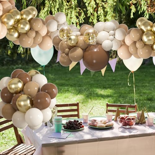 136pcs Brown Balloon Arch Kit, 18 12 10 5 inch Dark Brown Nude Gold - Image 6
