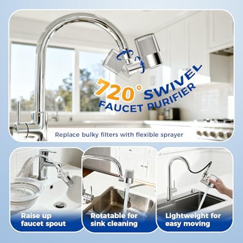 KLLEYNA Pull Down Faucet Filter 720 Swivel,99% Chlorine Reduce,NSF/ANSI 372 - Image 4