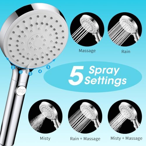 FASDUNT High Pressure Filtered Handheld Shower Head with Hose, Chrome - Image 5