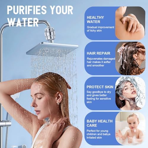 2 Pack 30 Stage Universal Shower Filter Replacement Cartridge -Removes Chlorine, Heavy Metals, Iron, Sediments-VeoryFly ShowerHead Water Filter Cartridge, Compatible with Universal Shower Filter - Image 3