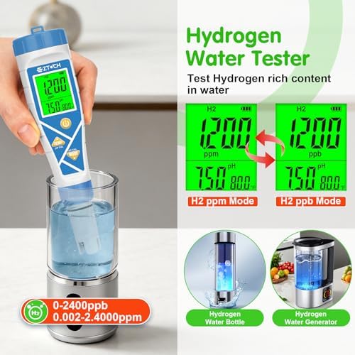 Digital Pool Chlorine pH Salt Water Tester, 8 in 1 Hydrogen ORP TDS - Image 5
