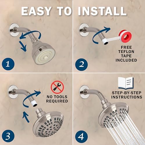 Aqua Elegante 6 Function Luxury Shower Head - 2.5 GPM - Brushed Nickel - Image 5