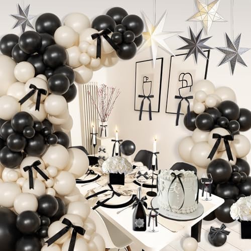 Black and Sand White Balloon Arch Kit for Birthday Decor - Image 3