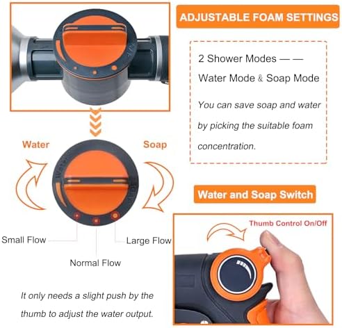 Garden Hose Nozzle, Dog Washing Hose Attachment, 8 Patterns Hose Sprayer High Pressure Metal Water Hose Nozzle with Soap Dispenser Bottle Dog Bath Brush Car Washing Mitt for Pet Garden Car Washing - Image 4