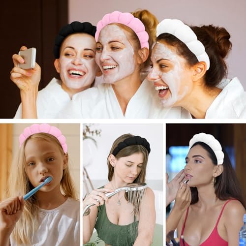 3 Pack Spa Headbands - Terry Cloth Puffy Hair Bands for Skincare, Makeup, and Face Washing - Image 6
