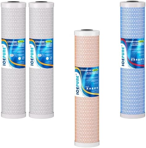 ICEPURE 20" x 4.5" Whole House CTO Coconut Shell Activated Carbon Water Filter & KDF Heavy Metal Removal Water Filter & Upgraded Coconut Shell Activated Carbon Lead Removal Water Filter by ICEPURE