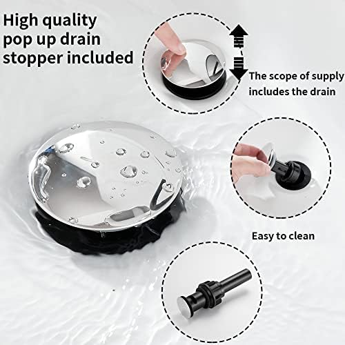 2 Handles 3 Holes Faucet Widespread Bathroom Sink Faucet Basin Tap Mixer Supply Hose Included Matching Pop Up Drain Polished Chrome - Image 5
