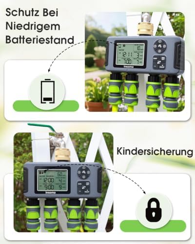 Insoma 4-Zone Water Timer with Brass Inlet, Automatic Garden Hose Timer with Manual/Rain Delay & Large Display, IPX5 Waterproof Faucet Timers for Sprinkler System, Yard, Lawn, Greenhouse - Image 7