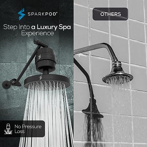 SparkPod Filtered Shower Head & 11" Shower Arm, 6" Round, Black Matte - Image 4