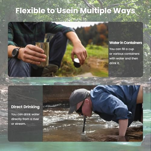 Portable Water Filter Straw Survival, Essential Camping & Hiking Gear, Water Purification Straw for Travel, Biking and Emergency Preparedness - Image 4
