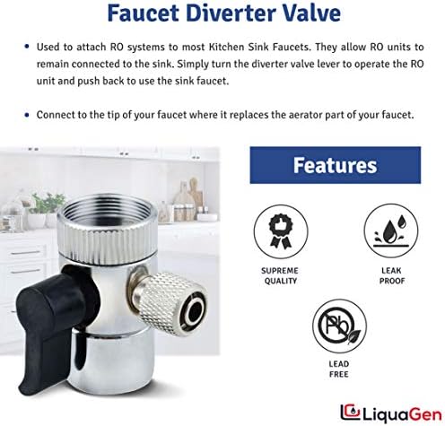 LiquaGen Chrome Faucet Diverter Valve/Adapter Ring w/Tubing | Reverse Osmosis Water | Lead Free | Faucet Aerator Adapter Kit | Water Diversion Connector - Image 4