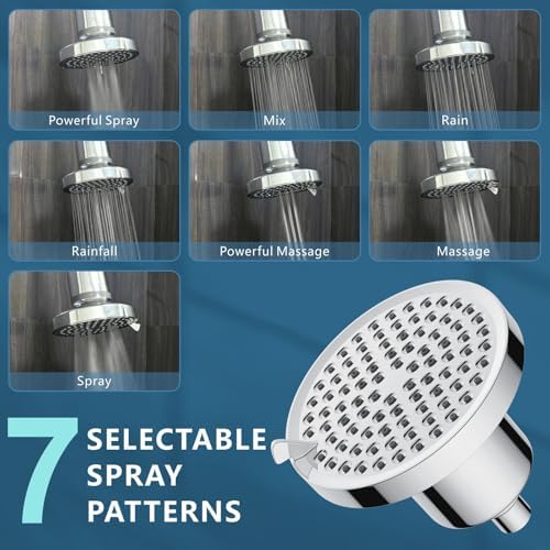 Voolan 20 Stage Filtered Shower Head - High Pressure Rain Shower Filter for Hard Water for Remove Chlorine and Harmful Substances - 8 Spray Settings Bathroom Rainfall Showerhead (6 Inch, Chrome) - Image 3