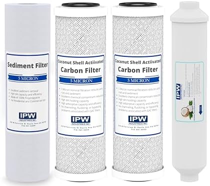 IPW Industries, Inc. - Replacement Water Filters Set - Carbon Block Filters, PP Sediment Filter and for Inline Cartridge Reverse Osmosis (RO) System by Isopure_WaterIPWINDUSTRIES