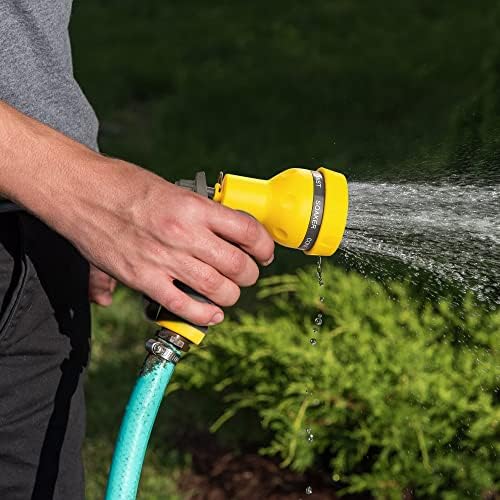 AUTOMAN-Garden-Hose-Nozzle,ABS Water Spray Nozzle with Heavy Duty 7 Adjustable Watering Patterns,Slip Resistant for Watering Plants,Lawn& Garden,Washing Cars,Cleaning,Showering Pets - Yellow - Image 5