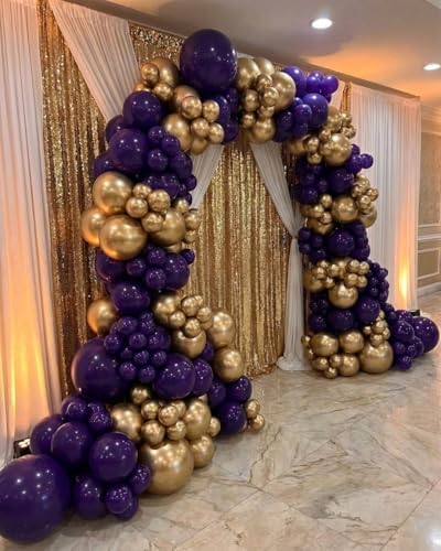 Purple and Gold Balloon Garland Arch Kit - Dark Purple and Metallic Explosion Gold Star Balloons for Birthday Graduation Baby Shower Adults Prom Luxury Violet Royal Party Decorations - Image 4