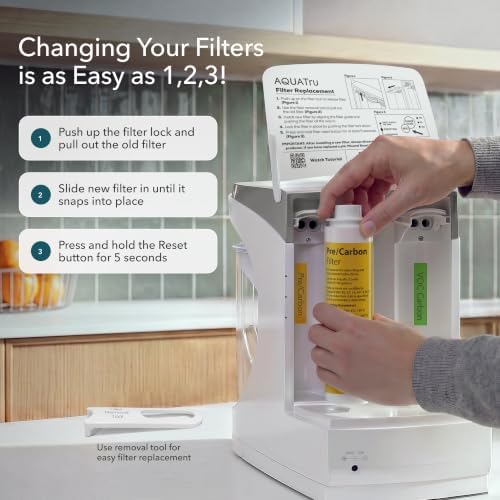AquaTru One-Year Carafe Alkaline Filter Combo Pack – Includes 2 Pre/Carbon Filters (Stages 1–2) & 1 VOC Filter w/pH+ Mineral Boost (Stage 4) – Compatible with AquaTru Carafe Only - Image 3