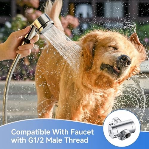 Dog Shower Sprayer Attachment for Pet Showering, Chrome Finish - Image 6