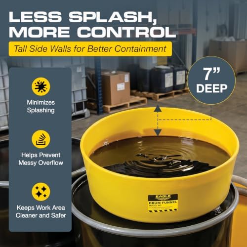 Eagle Drum Funnel for 30 and 55 Gallon Drums, Yellow - Image 4
