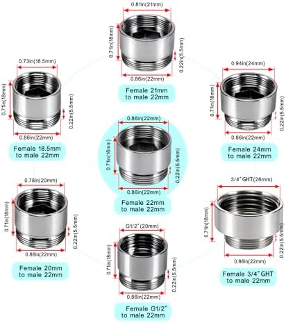 7 PCS Female Thread Faucet Adapter Kit, Sink Faucet Aerator Adapter - Image 2