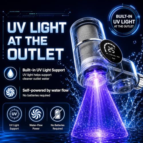 Faucet Mount Water Filter with UV Light & LED Indicator, 8-Stage Carbon Filtration for Clean Drinking Water, Includes 2 Extra Replacement Filters – Model EL-LS-A21 (Gray Color) - Image 3