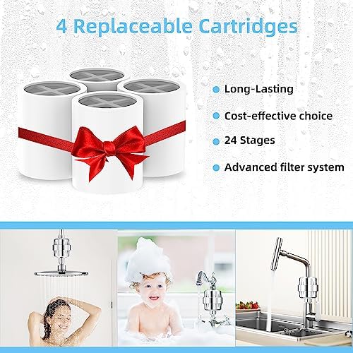Shower Head Filter for Hard Water - with 4 Replaceable Filter Cartridges - Image 3