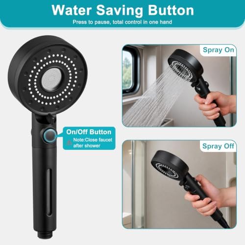 Handheld Filter RV Shower Head with Hose, Black - Image 3