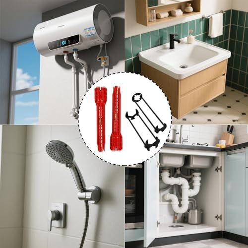 Multifunctional Kitchen Faucet Sink Basin Wrench, Kitchen Drain Tub Removal nut Plumbing Plumber, 8 in 1 and 14 in 1 Four-jaw Hex Wrench, for Tight Spaces Installation and Repairs Tools - Image 7