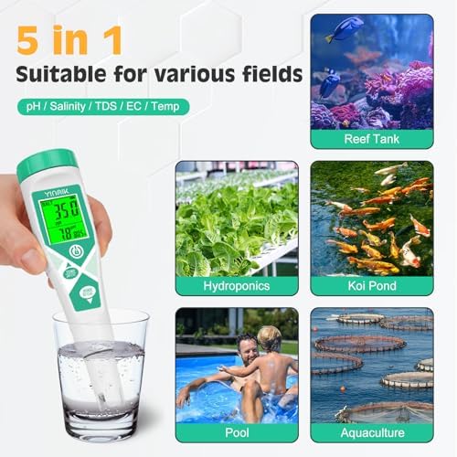 YINMIK pH Meter Salinity Tester pH Salt Meter with pH Salt Solution - Image 5