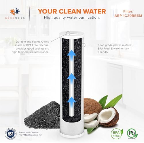 Aquaboon 5 Micron 20 x 4.5 Whole House Water Filter Replacement Cartridge Set: Sediment, Iron & Manganese, CTO for 3-Stage Water Filtration System 1 Pack - Image 4